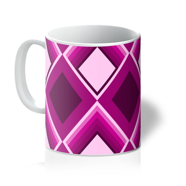 ceramic geometric patterned Pink Geometric 60s Style coffee mug