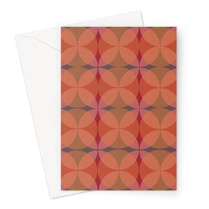 orange geometric patterned Mid-Century Modern Circles Mandarin blank greeting card