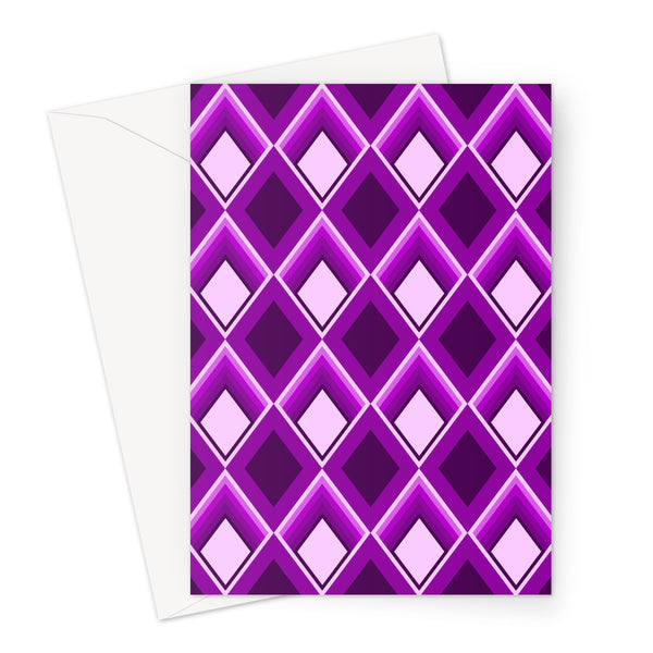 purple geometric patterned Magenta Geometric 60s Style Greeting Card
