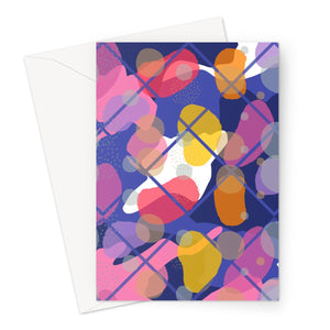 Retro Abstract Multicolored 80s Navy Memphis Pattern Greeting Card