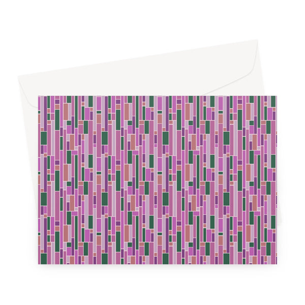 Pink Mid Century Modern Geometric Stripes Greeting Card