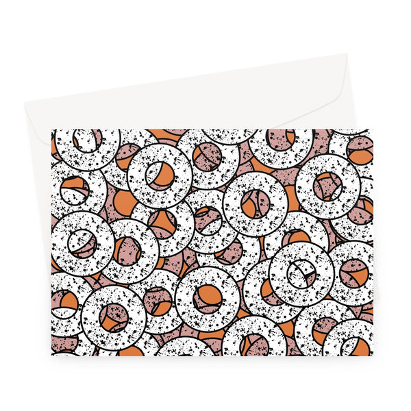 Orange Abstract Pattern Greeting Card | Splattered Donuts Collection