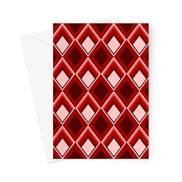 geometric patterned Red Geometric 60s Style Greeting Card
