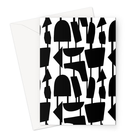 Black White  Abstract | Mid Century Geometric Greeting Card