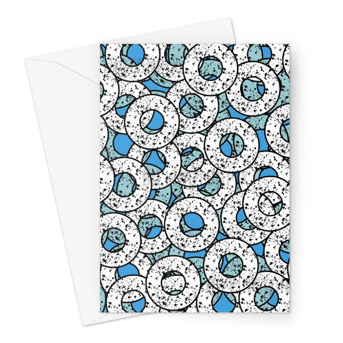 Turquoise Abstract Pattern Greeting Card | Splattered Donuts Collection
