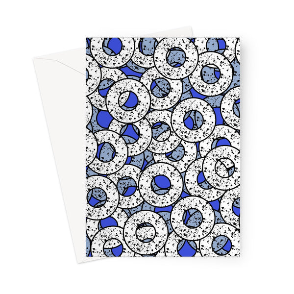 Blue Abstract Pattern Greeting Card | Splattered Donuts Collection