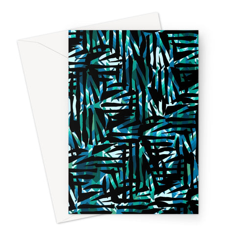 Turquoise Patterned Greeting Card | Distorted Geometric Collection