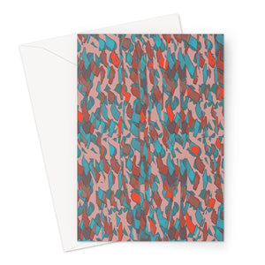 Patterned Abstract Salmon Pink Teal Greeting Card