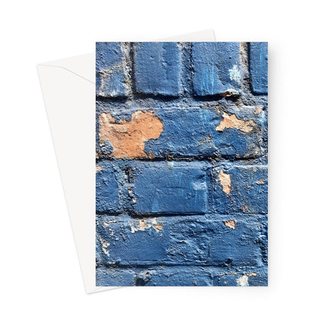 Flaky blue painted bricks detail - Greeting Card