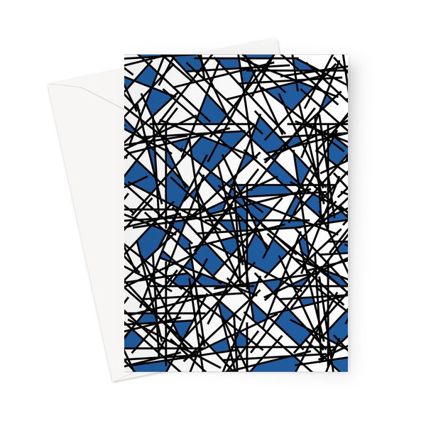 80s Abstract Navy Black Scribble Memphis Style Pattern Greeting Card