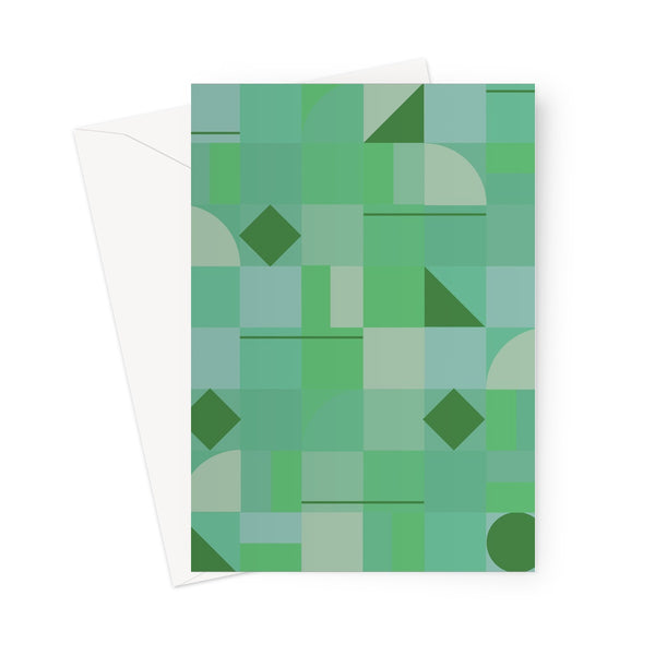 green geometric patterned Emerald Mid Century Modern Shapes Greeting Card