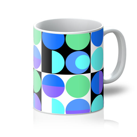 ceramic Blue Bauhaus Retro Abstract Memphis Style coffee mug