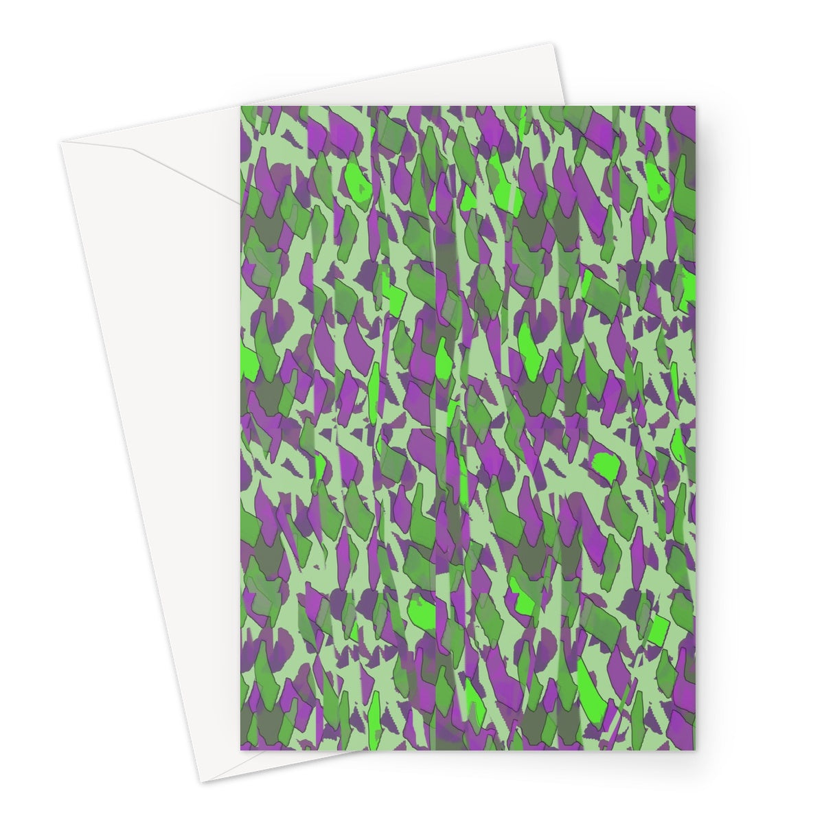 Patterned Abstract Green Purple Greeting Card