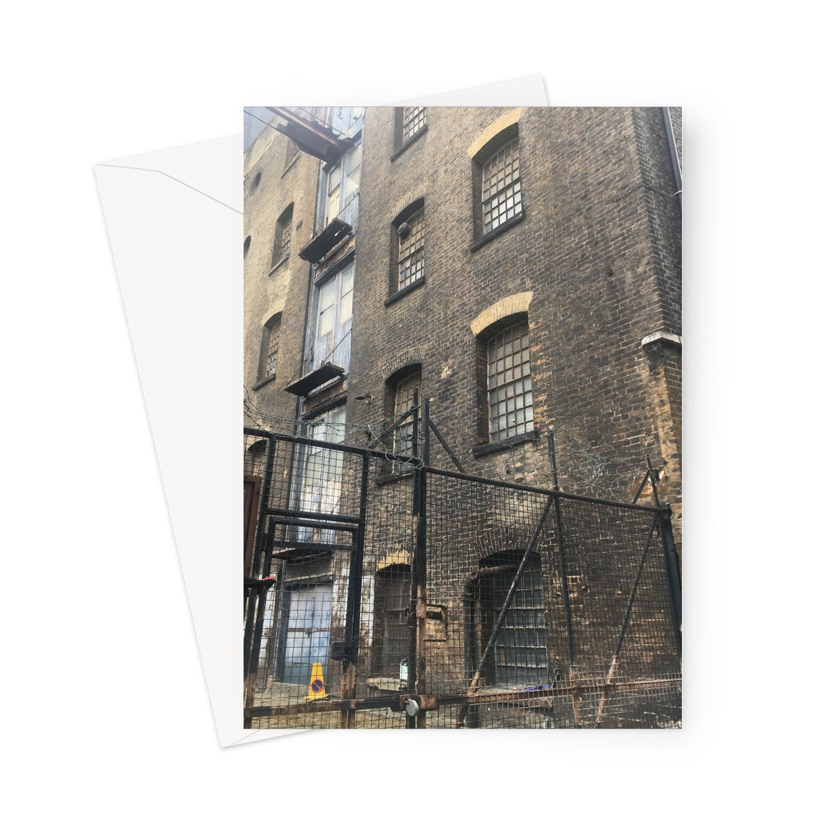 This greeting card shows a gorgeous old unused Victorian industrial building in Southwark.