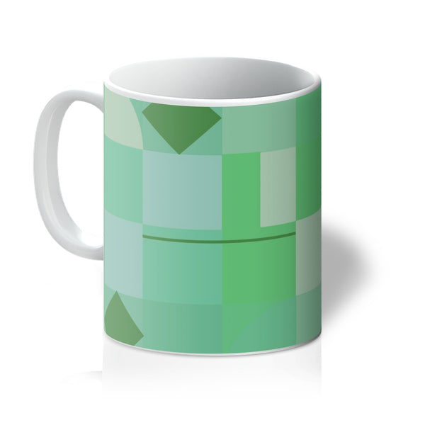 ceramic green geometric patterned Emerald Mid Century Modern Shapes coffee mug