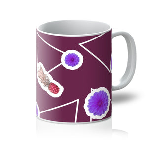 Purple Abstract Memphis Style Patterned Coffee Mug | Fruity Floral