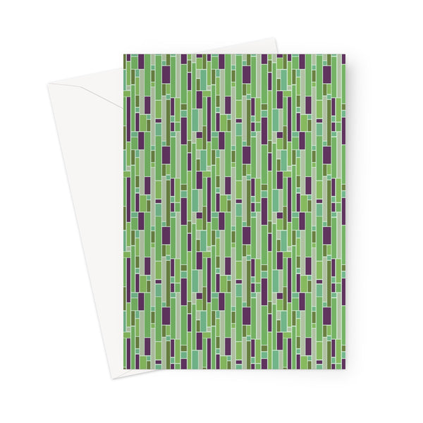 Green Mid Century Modern Geometric Stripes Greeting Card