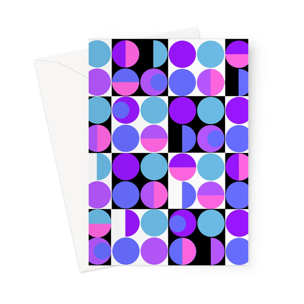 Purple Bauhaus Retro Abstract Memphis Style Greeting Card