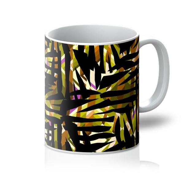 Yellow Patterned Coffee Mug | Distorted Geometric Collection