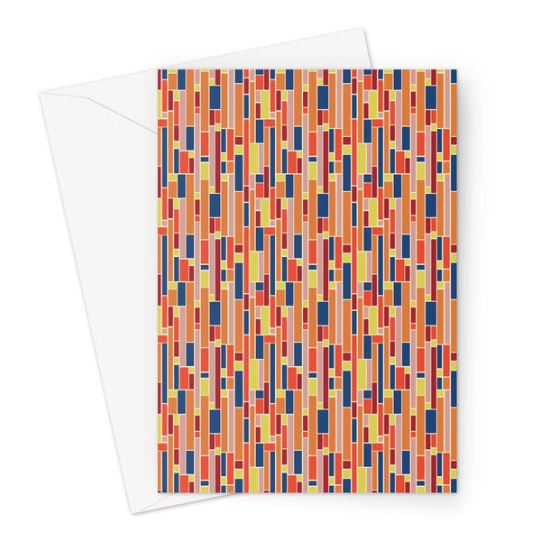 Orange Mid Century Modern Geometric Stripes Greeting Card