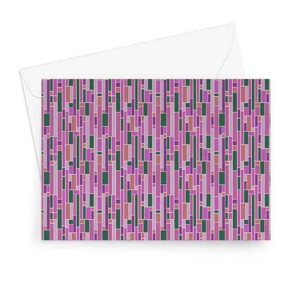 Pink Mid Century Modern Geometric Stripes Greeting Card