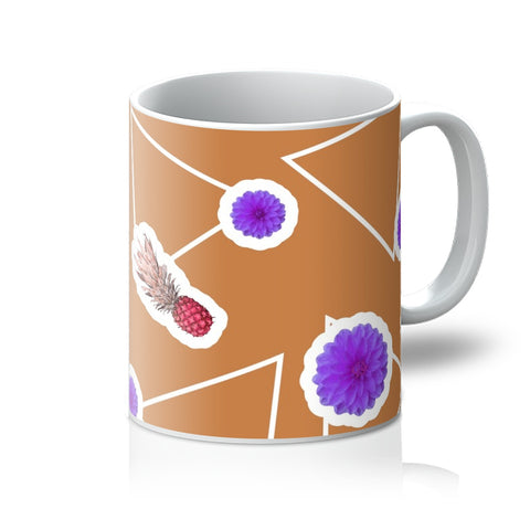 Orange Abstract Memphis Style Patterned Coffee Mug | Fruity Floral