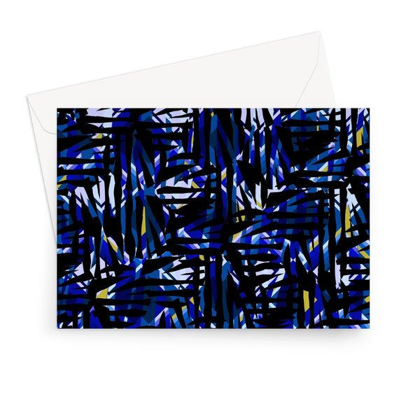 Blue Patterned Greeting Card | Distorted Geometric Collection
