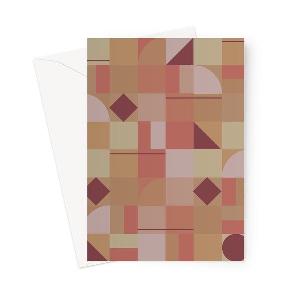 orange geometric patterned Mandarin Mid Century Modern Shapes Greeting Card