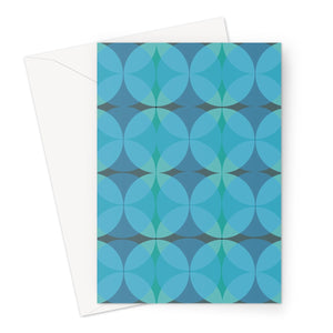blue geometric patterned Mid-Century Modern Circles Indigo blank greeting card
