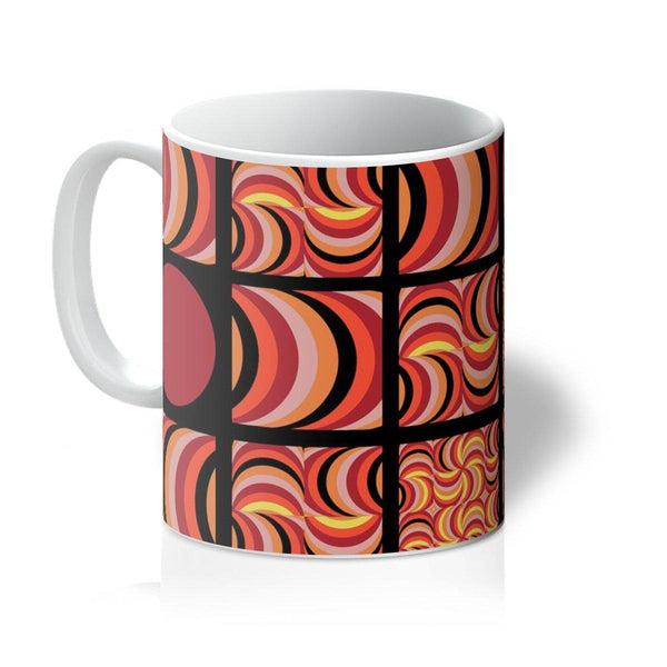  ceramic geometric patterned 70s style Retro Mandarin Black coffee mug
