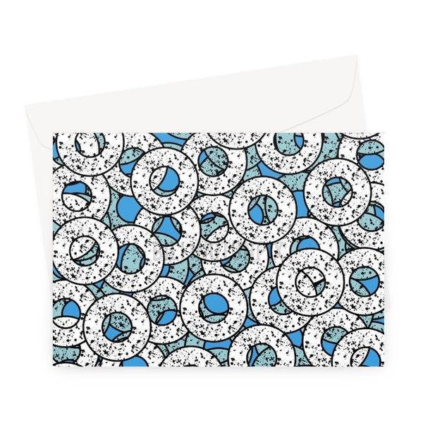 Turquoise Abstract Pattern Greeting Card | Splattered Donuts Collection