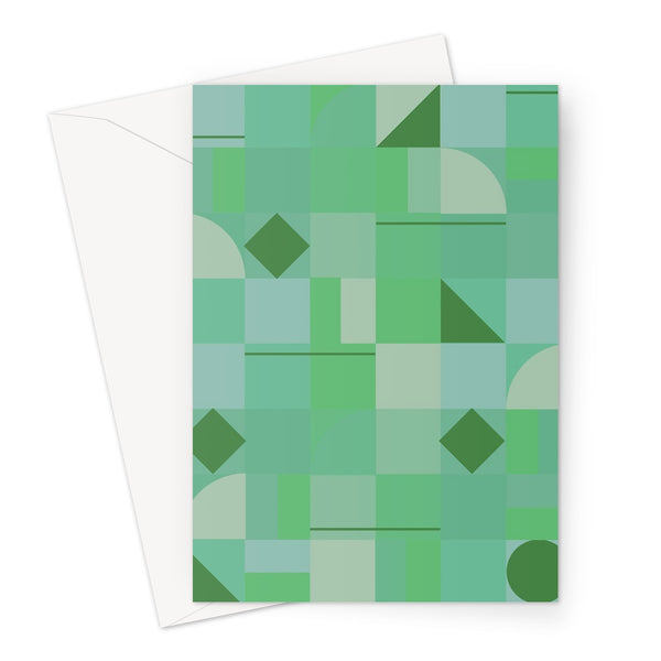green geometric patterned Emerald Mid Century Modern Shapes Greeting Card