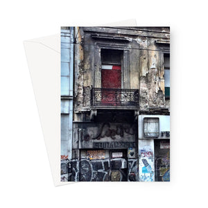 Decaying building frontage in Athens - Greeting Card
