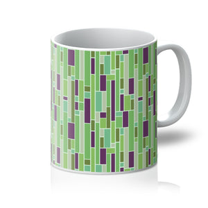 ceramic green geometric patterned Green Mid Century Modern Geometric Stripes coffee mug by BillingtonPix