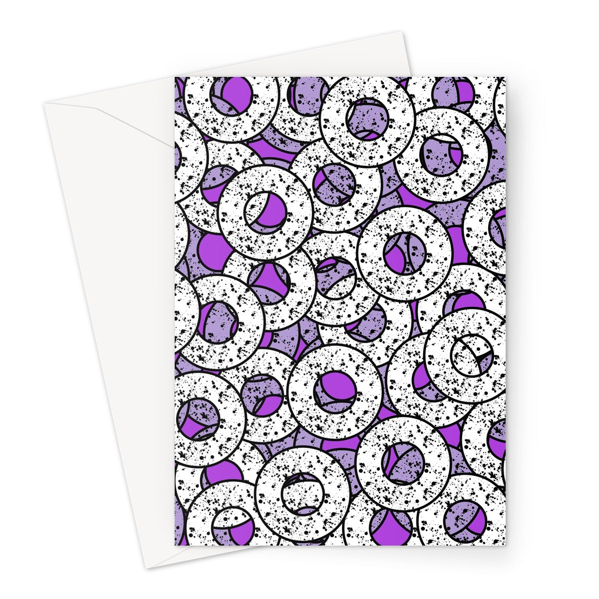 Purple Abstract Pattern Greeting Card | Splattered Donuts Collection