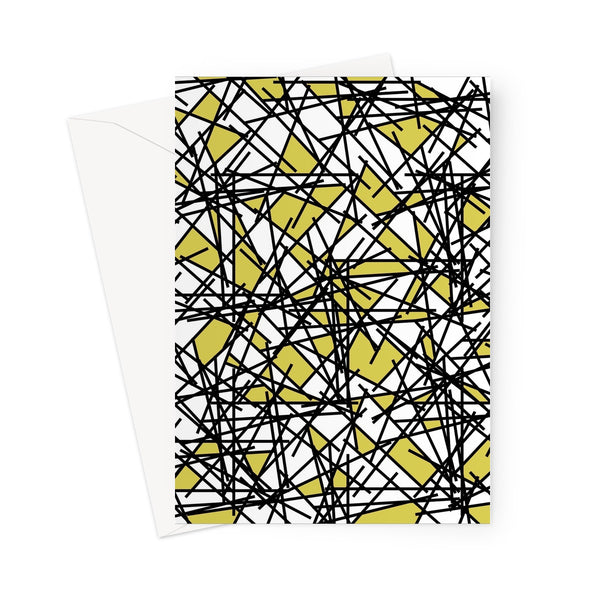 80s Abstract Yellow Black Scribble Memphis Style Pattern Greeting Card