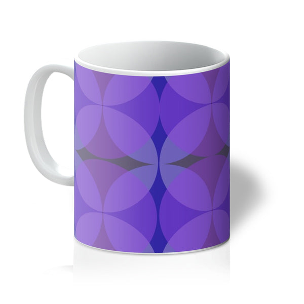 purple ceramic geometric patterned Mid-Century Modern Circles Magenta coffee mug