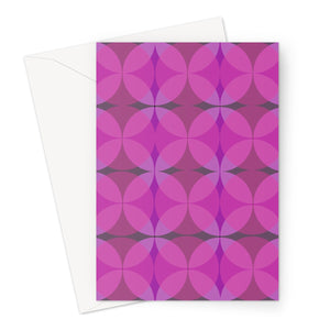 pink geometric patterned Mid-Century Modern Circles Flamingo blank greeting card