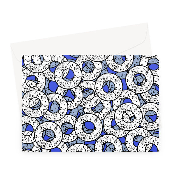 Blue Abstract Pattern Greeting Card | Splattered Donuts Collection