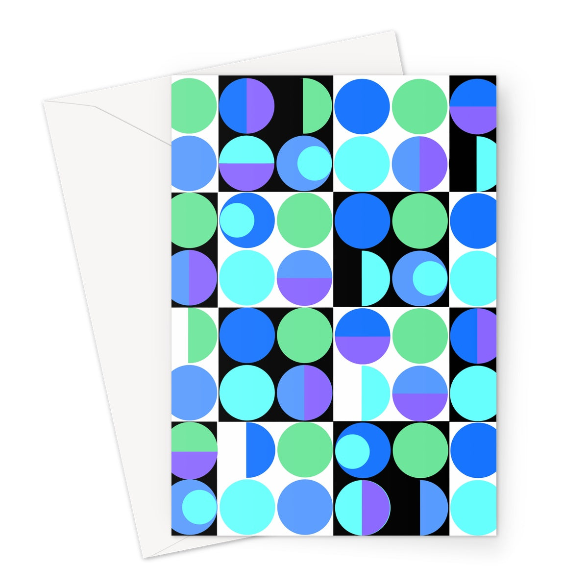 Blue Bauhaus Retro Abstract Memphis Style Greeting Card