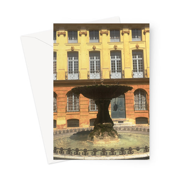 Courtyard in Aix-en-Province with fountain - Greeting Card