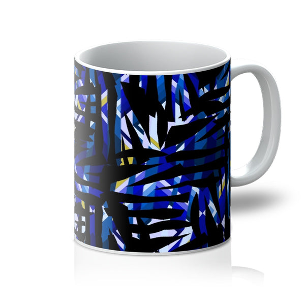 Blue Patterned Coffee Mug | Distorted Geometric Collection