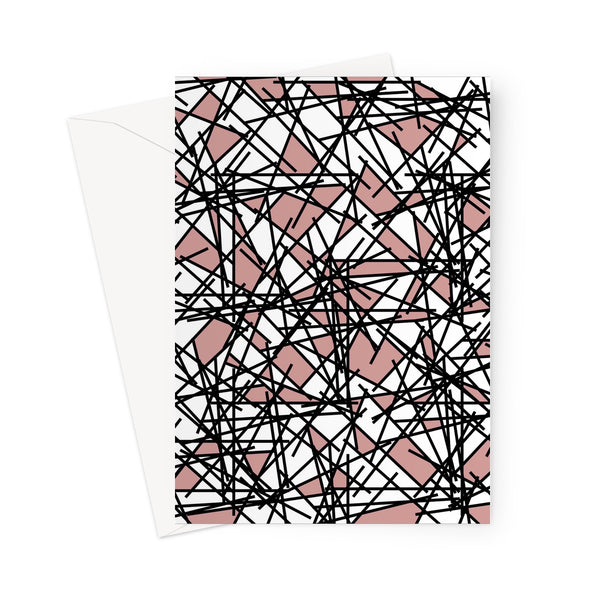 80s Abstract Salmon Pink Black Scribble Memphis Style Pattern Greeting Card