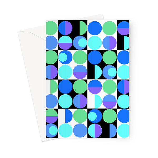 Blue Bauhaus Retro Abstract Memphis Style Greeting Card