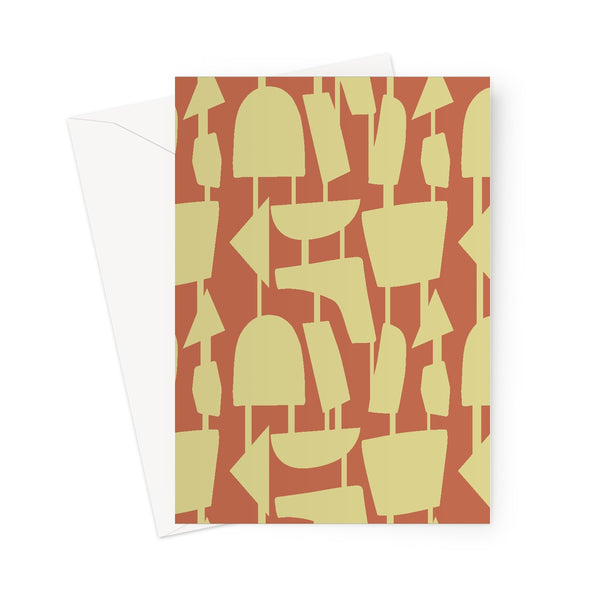 Yellow Red Abstract | Mid Century Geometric Greeting Card