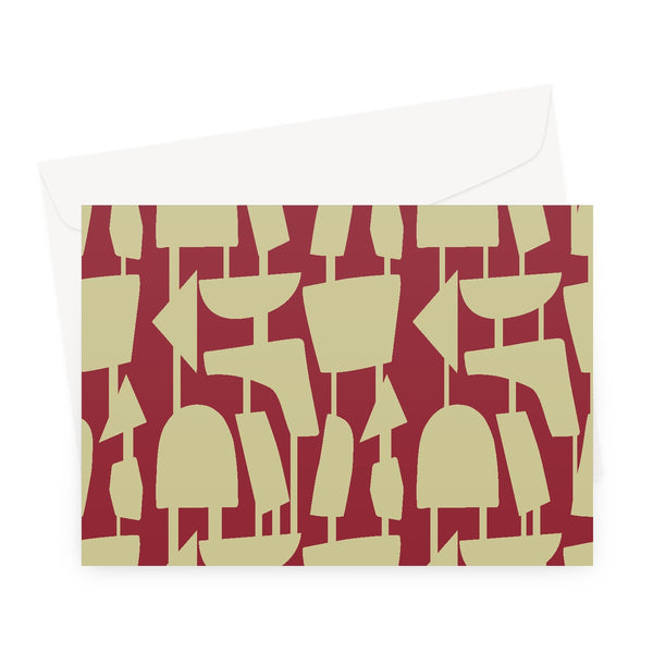 Vermillion Red Abstract | Mid Century Geometric Greeting Card