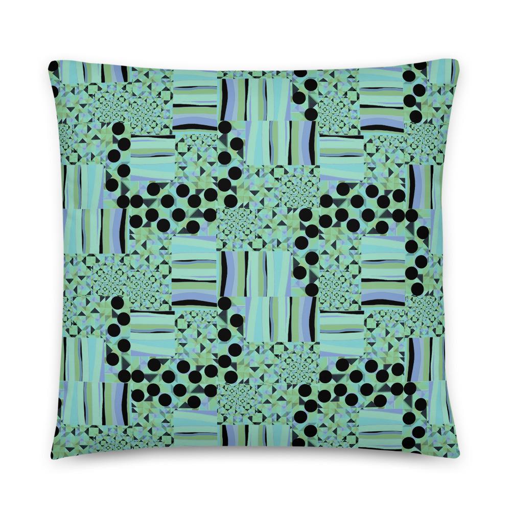 Contemporary Retro Green Memphis Kaleidoscope Abstract Pattern Couch Pillow Throw Cushion