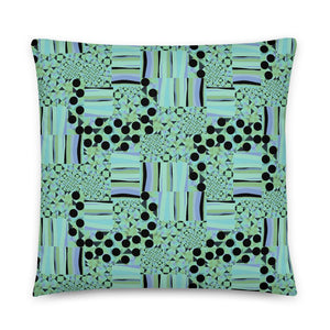 Contemporary Retro Green Memphis Kaleidoscope Abstract Pattern Couch Pillow Throw Cushion
