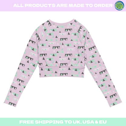 pastel christmas underboob crop top in boho geometric style on this triangle shapes soft kawaii pastel long sleeve shirt for women 