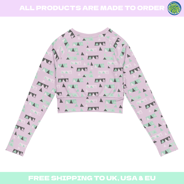 pastel christmas underboob crop top in boho geometric style on this triangle shapes soft kawaii pastel long sleeve shirt for women 
